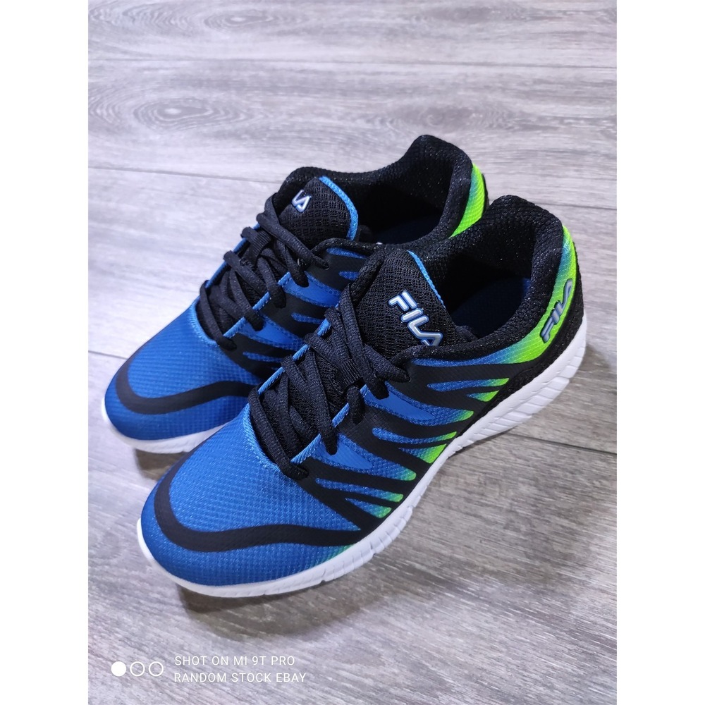 Fila Fantom 5 Kids Running Shoes Blue Black Green 3RM01397-415 Size 5 US NEW